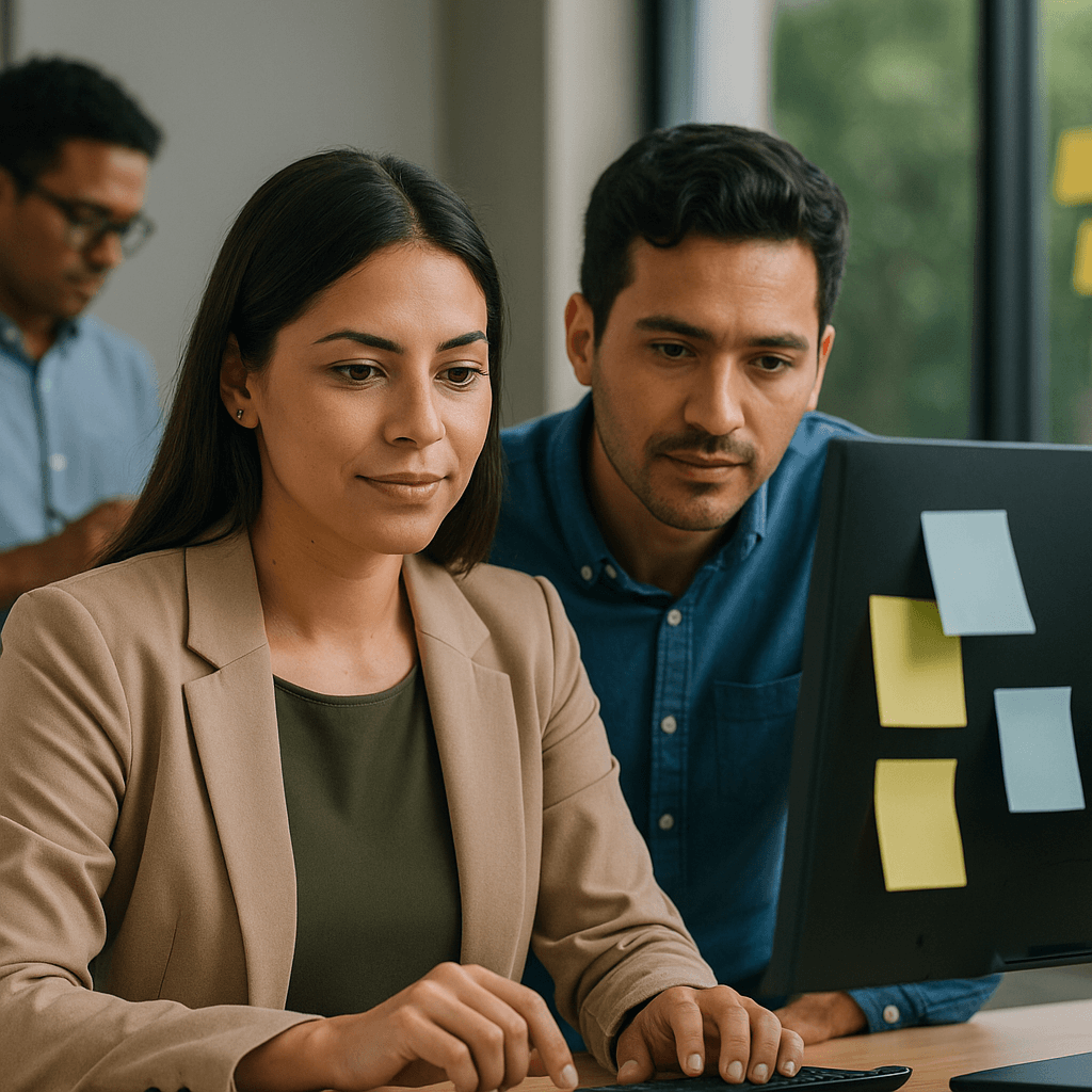 Reclutadores revisando perfiles laborales en proceso de selección